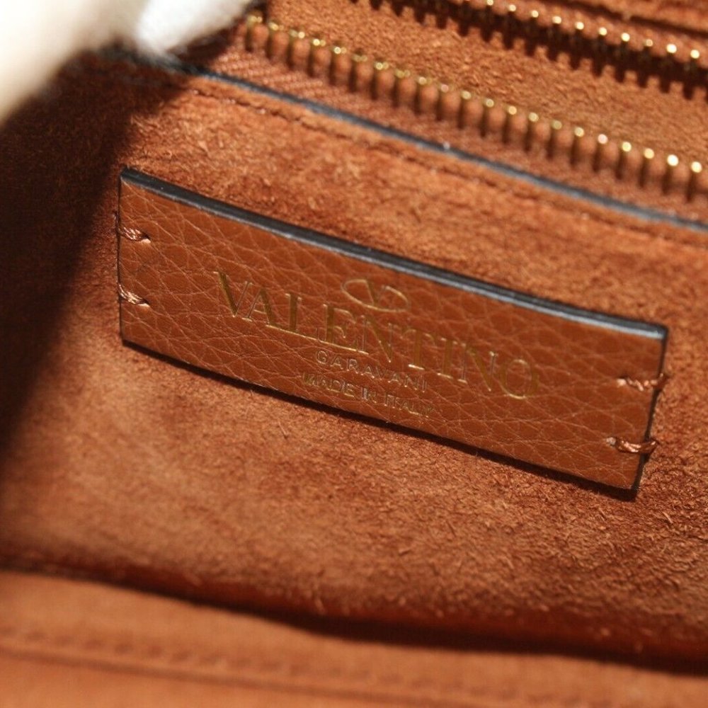 Valentino Caramel Brown Roma Stud 2way Crossbody Hammered GHW 1VAL0509 - Picture 11 of 12